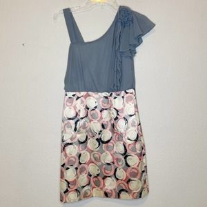 Asymmetrical Shoulder Dress‎ Womens Small S Ark & Co. Grey Printed Strappy Cap